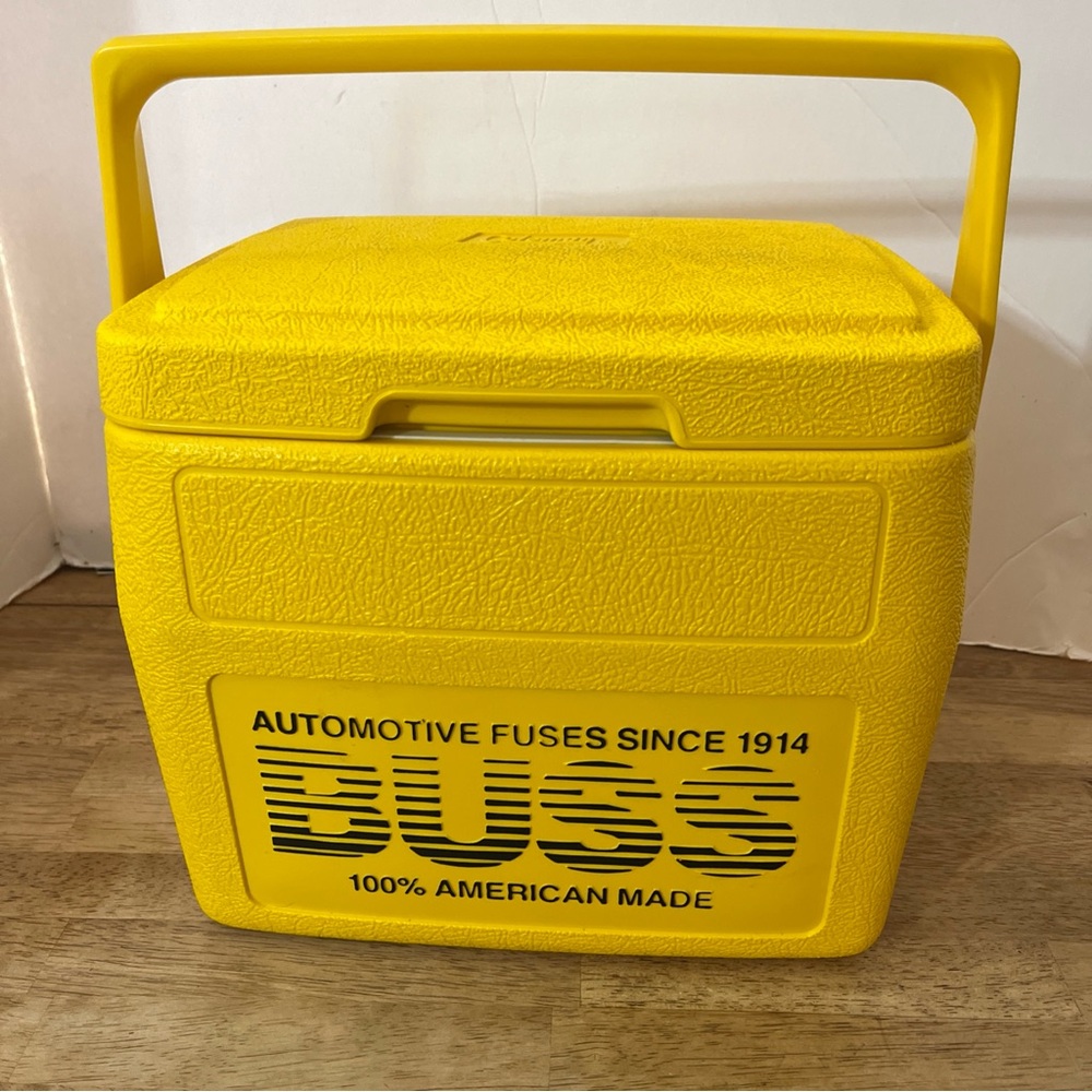Vtg Coleman BUSS AUTOMOTIVE FUSES Advertising Insulated Lunch Cooler #5272 USA